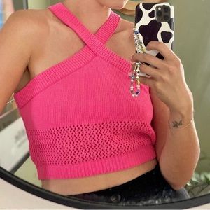 Zara knit pink crop top